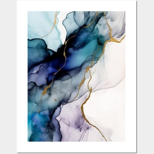 Azure Glimmer - Abstract Alcohol Ink Art Posters and Art